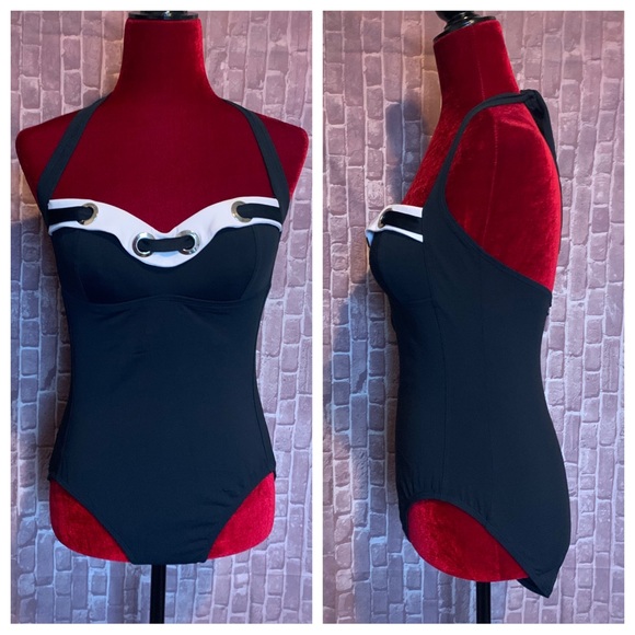 Black & White Nautical Retro-Look Swimsuit { Bleu Rod Beattie } - Picture 3 of 8